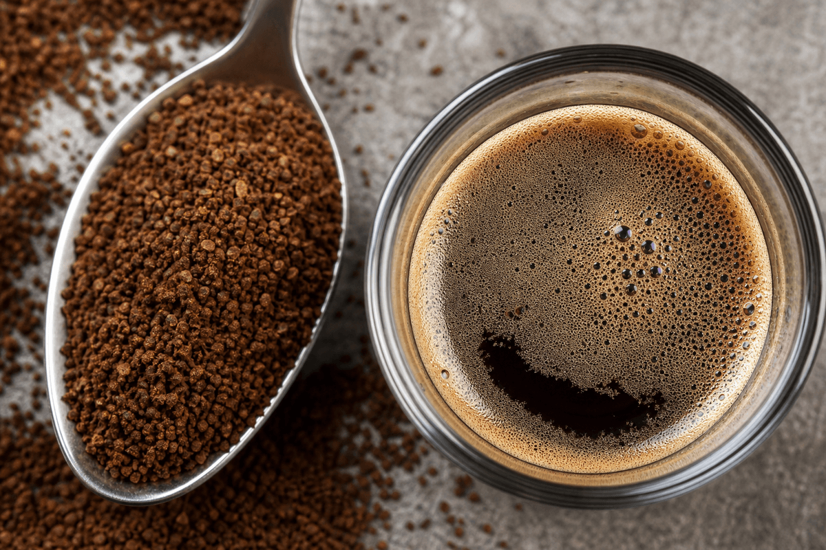 Texture de mouture et résultat en tasse (moka)