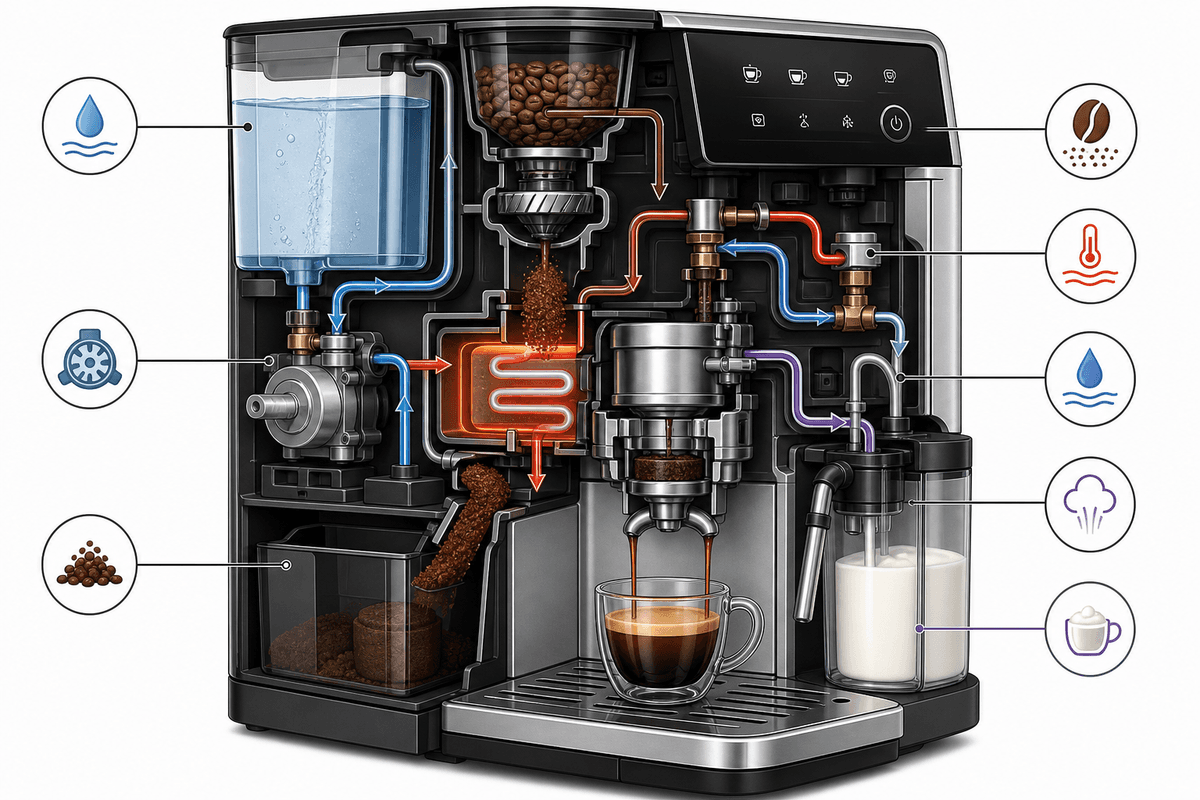 Internal components and flow path