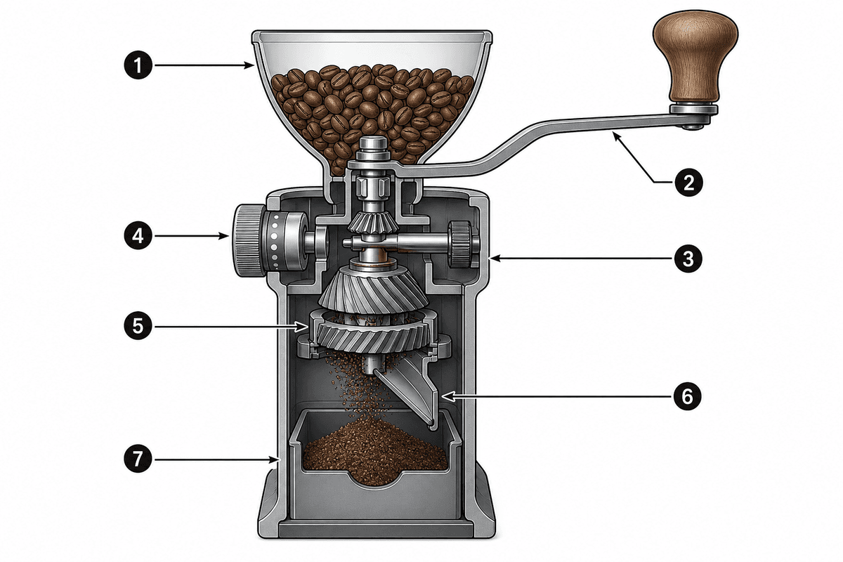 Mechanism cross-section that clarifies functional components.