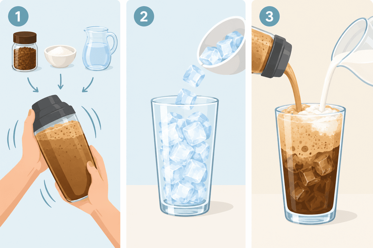 Les étapes clés pour réussir un café frappé maison.